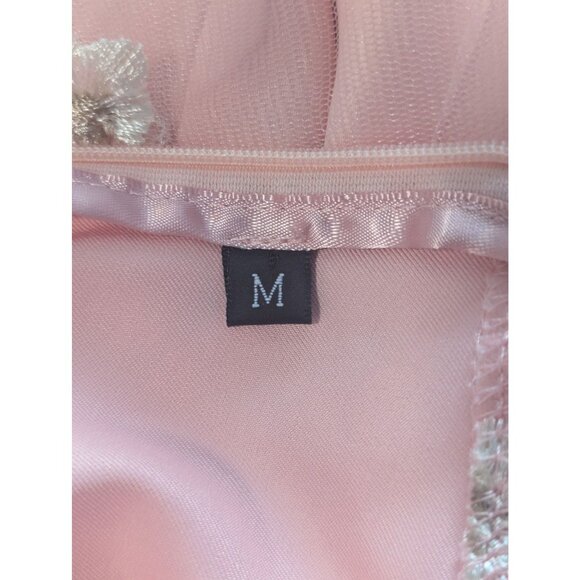 Womens Dress Sz M Embroidered Mesh Overlay Balletcore Soft Girl 1950s Retro - Picture 8 of 11